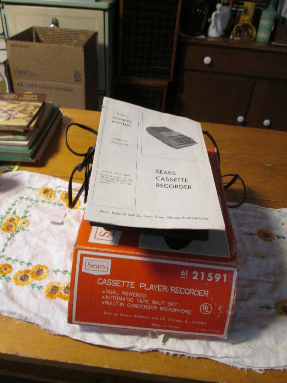 Vtg Sears Cassette Player Recorder in box with paperwork works great